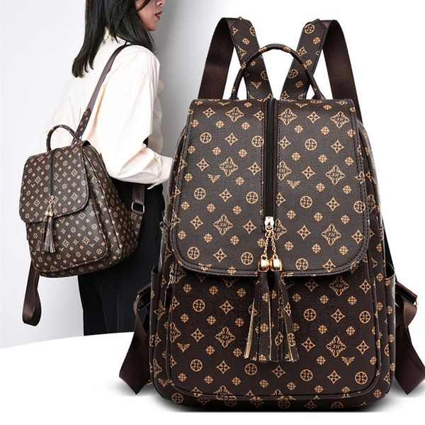 

luxury backpack purse for women ladies brown crossbody bag fashion travel anti theft backpack rucksack school book bags for girl314b