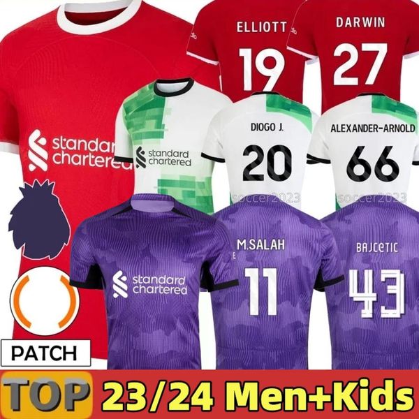 

s-4xl 23 24 soccer jerseys kids kit home away third 3rd 2023 2024 mohamed diogo luis diaz alexander arnold football shirts mac allister gakp, Black;yellow