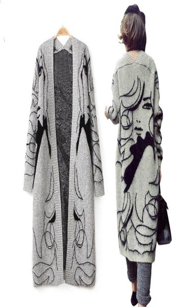 

designer autumn winter fashion women long sleeve loose knitting cardigan sweater women knitted female cardigan pull femme9180636, White;black