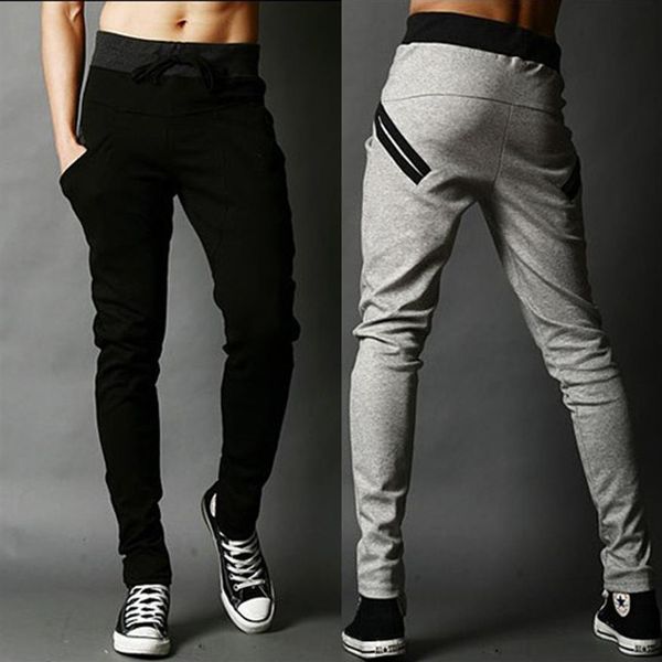 

2017 new fashion men jogger pants chinos skinny joggers harem pants sweat pants men sport trousers268n, Black