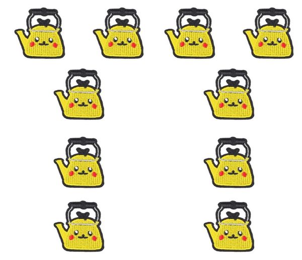 

10pcs cartoon teapot patches for decals retro patch decoration attire accessories iron jacket sweater sewing patches for clotheing8629693, Black