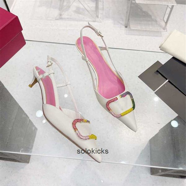 

shoes metal party valentinolies leather high heel women buckle letter wedding fashion business casual flat dress 03-07 hjrx shoes, Black