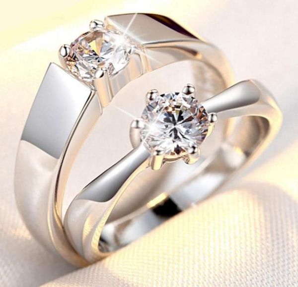 

couple rings diamond s925 pt wedding fashion engagement anniversary whole necklace torque solitaire lady designer it rock crys8802881, Silver
