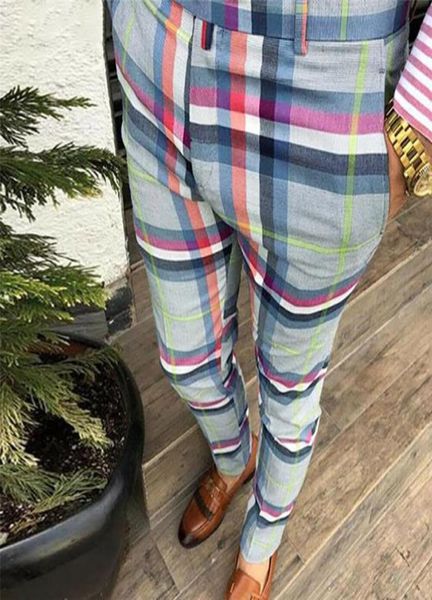 

klv men039s pants men039s autumn winter slim pants business casual pocket button plaid print long comfortable trousers5340391, Black