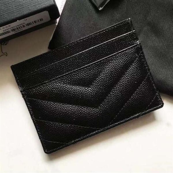 

2023 fashion card holders caviar woman mini wallet designer pure color genuine leather pebble texture luxury black wallet with box204n, Brown;gray