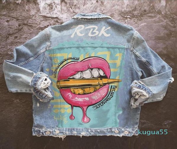 

women039s jackets autumn style personalized printing denim jacket coat whole foreign trade2557579, Black;brown