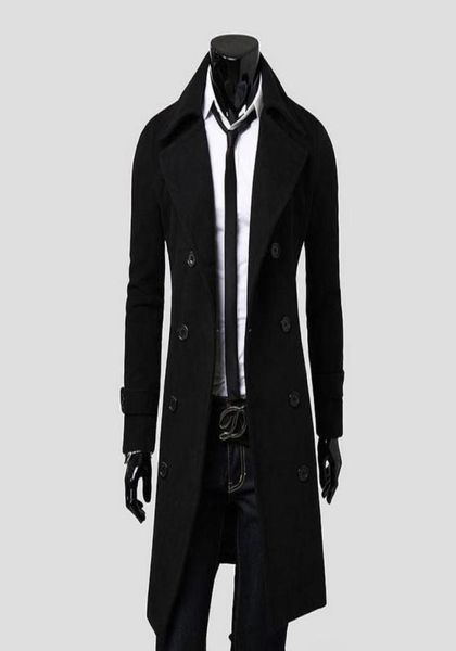 

whole fashion fashion large lapel double breasted long wool coat mens design trench coat male autumn and winter outerwear 3xl6255339, Tan;black