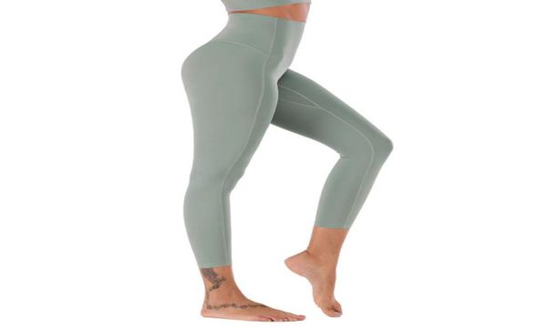 

womens leggings yoga pants fitness running doublesided nude brushed high waist no embarrassing line tight ninepoint pants jogger6673620, Black