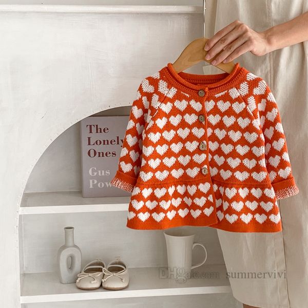 

ins infant kids love heart knitted cardigan toddler girls falbala hem long sleeve sweater outwear 2023 autumn baby princess clothes z3628, Blue