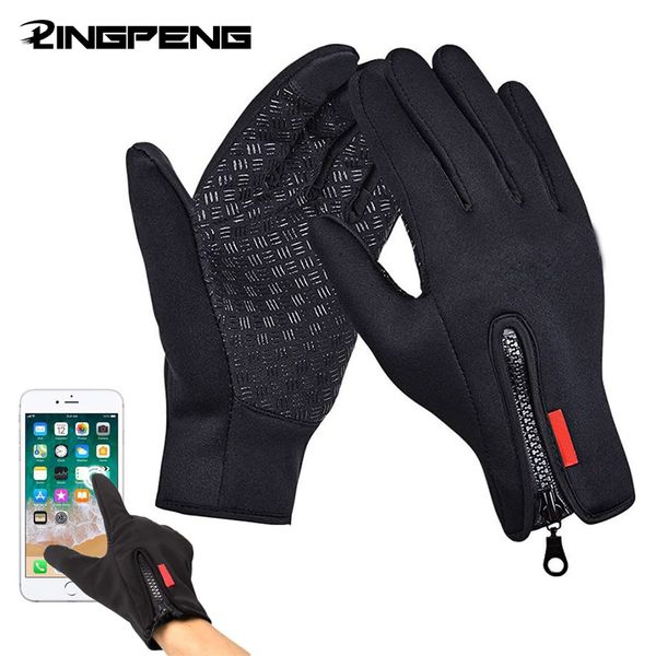 

sports gloves work touch screen winter warm fleece driving waterproof outdoor skiing for men women 230821, Black