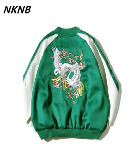 

japanese satin sukajan embroidery bomber jacket men yokosuka souvenir jacket streetwear hip hop baseball4219585, Black;brown