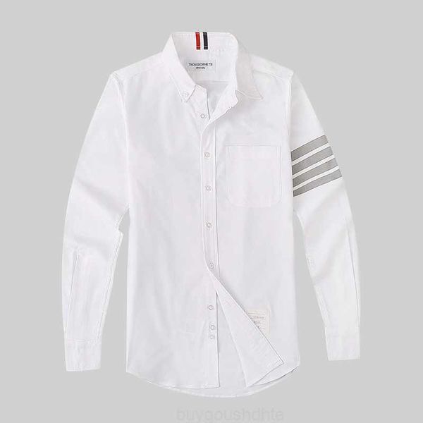 

2023 tb thom fashion brand shirts men slim white long sleeve casual shirt turn down collar oxford fabric business men's clothing, White;black
