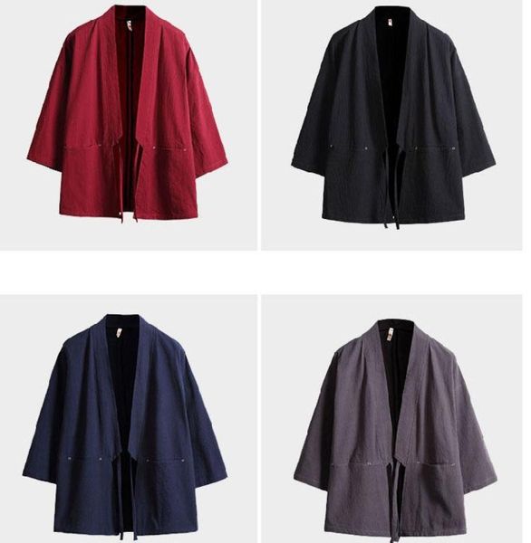 

kimono samurai costume streetwear plus size haori asian clothes yukata men women cardigan jacket traditioanl japanese clothing8469237, Red