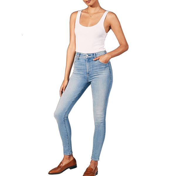 

women's jeans high waist skinny stretch elastic women fashion casual light blue denim pants 230821