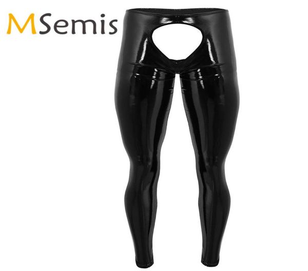 

mens lingerie shiny patent leather pants mens exotic open bupants gay open pouch tight pants leggings trousers for men4518583, Black;pink