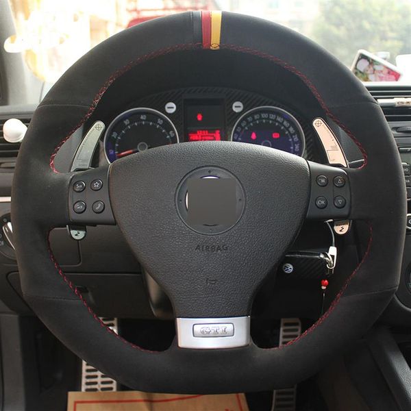 

diy hand-stitched black suede car steering wheel cover for volkswagen golf 5 mk5 gti vw golf 5 r32 passat r gt 2005246n