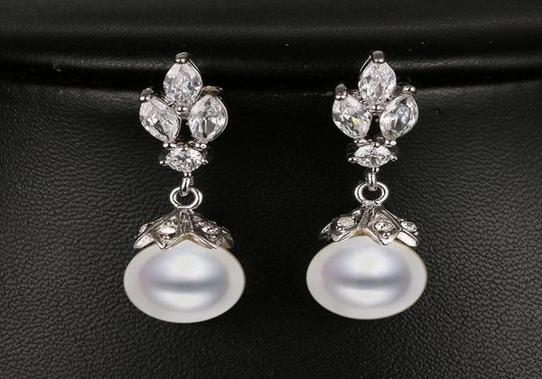 

emmaya fashion marquise shape cz pearl earring white gold color bridal wedding earring new arrival beautiful gift5999888, Golden;silver