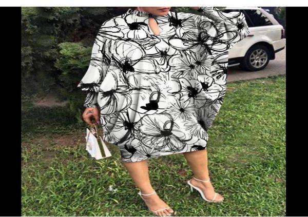 

kneelength dress 2022 vonda women long sleeve o neck floral print dress casual party dresses kaftan robe oversized loose sundress1933529, Black;gray
