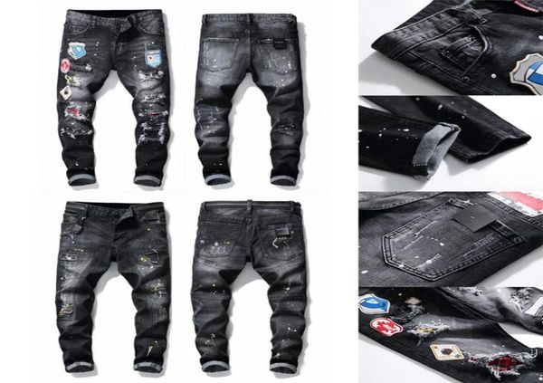 

21ss sell mens designer jeans distressed ripped slim fit motorcycle biker denim for men s fashion mans black pants2409335, Blue