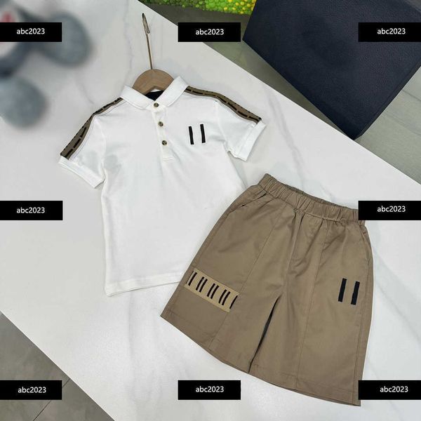 

new child suit baby clothes lapel kids designer t shirt 2pcs letter embroidered polo and shorts size 100-150 cm new product mar22, White