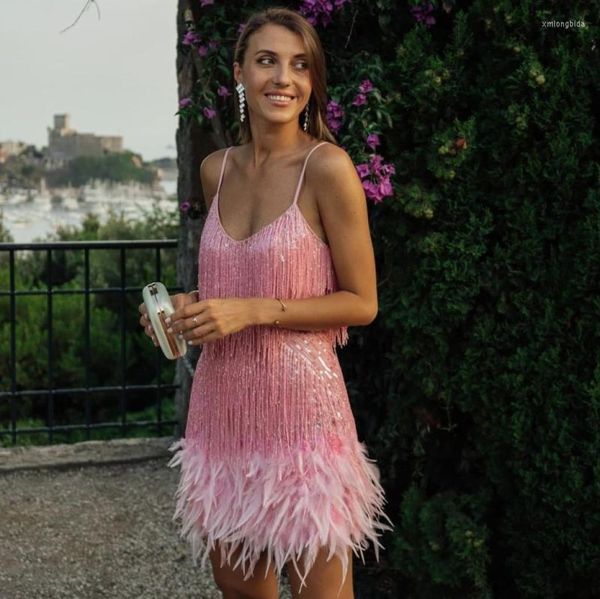 

casual dresses vneck fringed sequined 3d feather stitching pink dress harajuku bright silk tassels party bead bandage vestid7842012, Black;gray