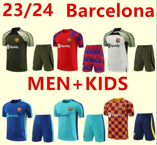 

23 barcelona tracksuits soccer jersey barcelona set auba pedri gavi 23/24 new sportswear children short sleeve vest training shirt quality s, Black
