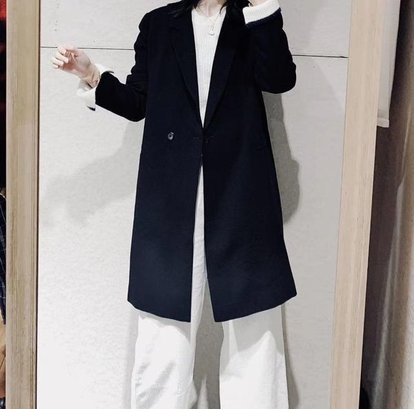 

womens wool blends women overcoat 230818, Black