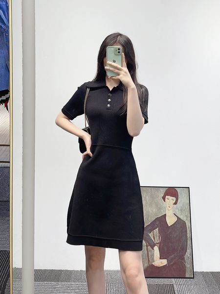 

sandro women collar a-line dress fit short sleeve knit mini polo dress, Black;gray