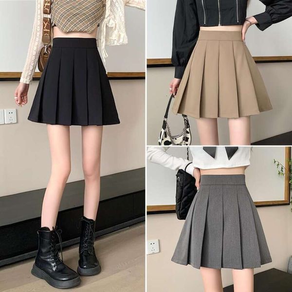 

black pleated skirt spring and summer womens a line high waisted umbrella short trend