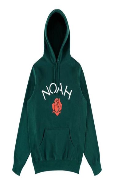 

casual cotton noah hoodie couple streetwear thick rose print green splicing embroidery noah pullover sweatshirts c04015985970, Black