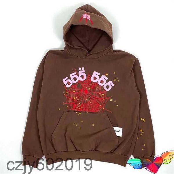 

2023 red sp5der 555555 hoodie men women angel number puff pastry sp5der young thug 555555 printing graphic spider web sweatshirts t220721, Black