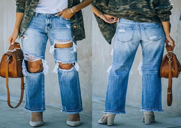 

new women039s beggar jeans slim fit retro washed denim casual pants s  l63034989063283, Blue