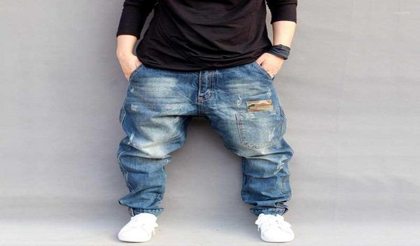 

camouflage patchwork harem jeans men casual loose baggy denim pants hip hop joggers pants blue trousers man clothes plus size19226973