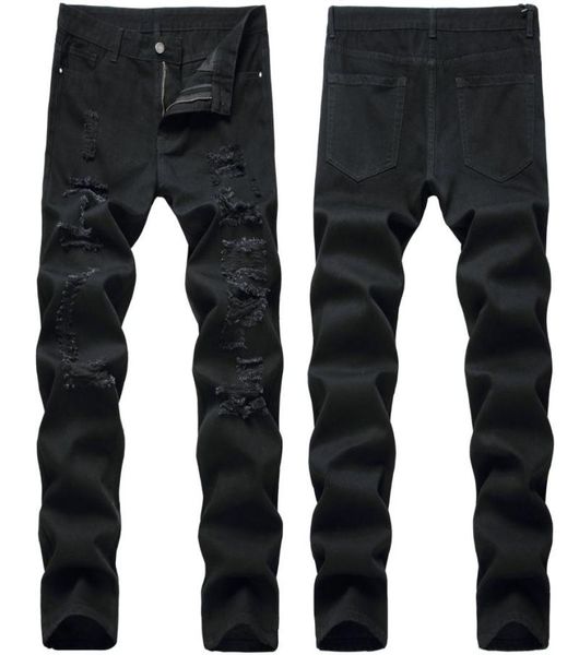 

men high street ripped jeans black trendy men pants012349694896, Blue