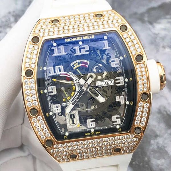 

luxury rm dress wrist watch richardmille casual wristwatches rm030 18k rose gold with diamond back date 40.7x49.5mm yi-c2gk yi-t6y0yi-1leh