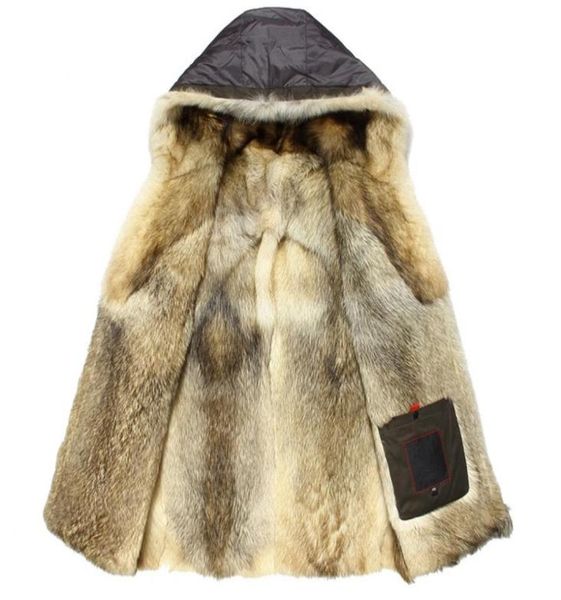 

winter fur jackets mens warm long coat hood wolf linner detachable thickening outerwear outdoor jacket snow overcoat 2018 large si2589330, Black