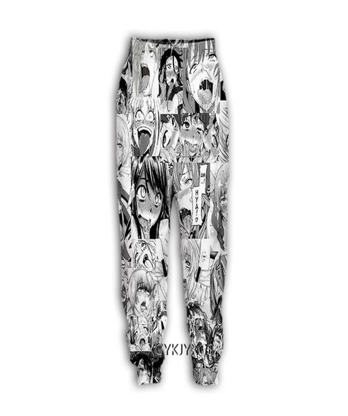 

men039s pants men women anime ahegao 3d printed casual pants fashion streetwear men loose sporting long pants f30 2209078081432, Black