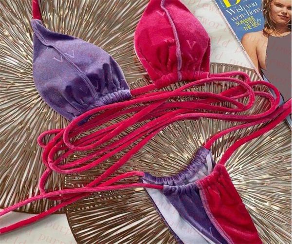 

patchwork bikinis set swimwear fashion soft touch velvet swimsuits birthday gift for girls brand beachwear6471454, White;black