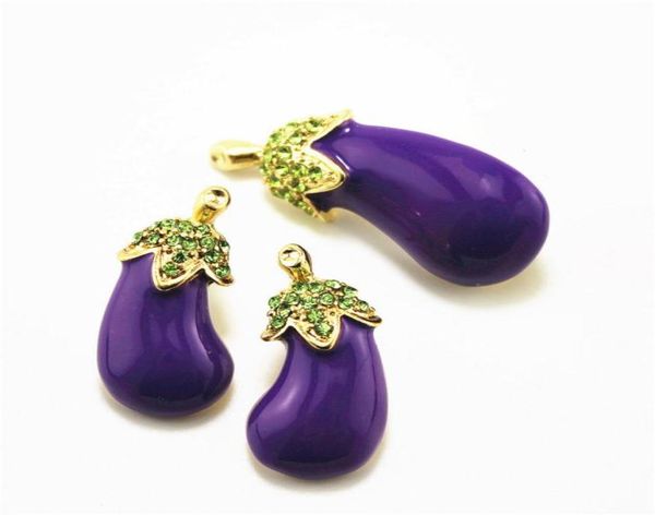 

warmhome trendy jewelry enamel glaze copper fashion purple eggplant gem brooches earrings women jewelry2116880, Slivery;golden