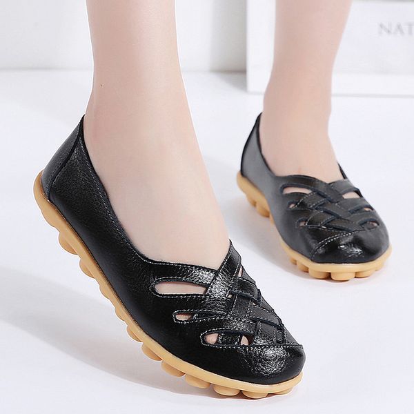 

dress shoes genuine leather for women soft their flat shoe footwear nurse loafer casual flats luxury 2023 230818, Black