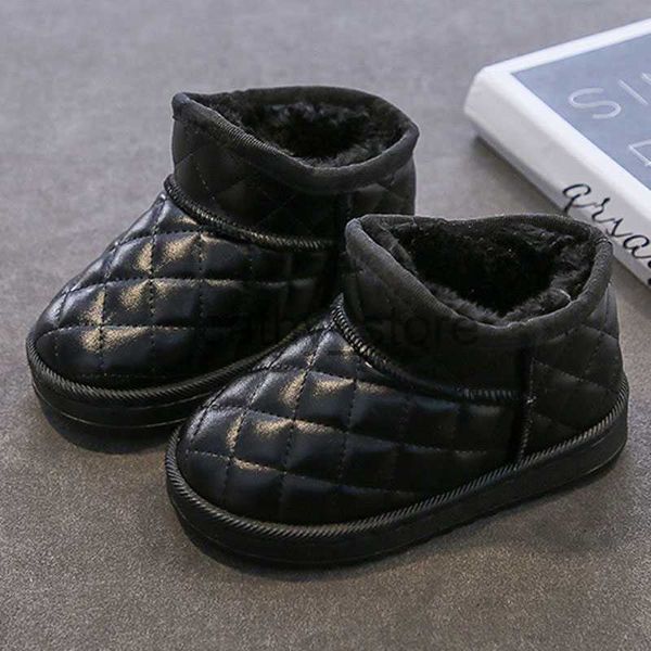 

boots winter waterproof leather kids boots boys snow boots toddler baby girls plush warm winter shoes slip on children boots csh994 x0821, Black;grey