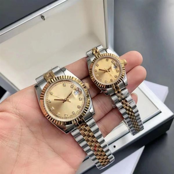 

mens automatic gold mechanical watches women dress full stainless waterproof luminous couples wristwatches hardlex folding buckle 310s, Slivery;brown