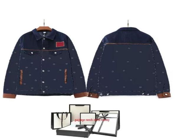 

2021 mens fashion jean jacket cool hip hop streetwear navy outdoor chaqueta casual pattern print jeans wear jackets c2970073, Black;brown