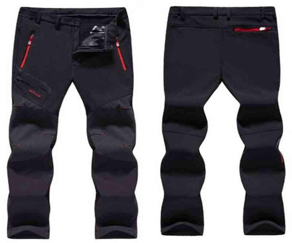

2020 new men039s winter hiking pants thickened outdoor pants waterproof windproof warm camping skiing and climbing joggers 1476172, Black