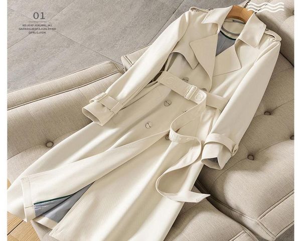 

women039s trench coats cotton coat women autumn winter turn down collar overcoat fashion office lady long sleeve doublebreast 1056171, Tan;black