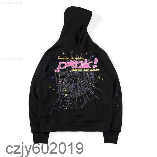 

men's hoodies sweatshirts hip hop web puff print sp5der 555555 hoodie men women 1 young thug angel spider heavy fabric pullover 62ia, Black