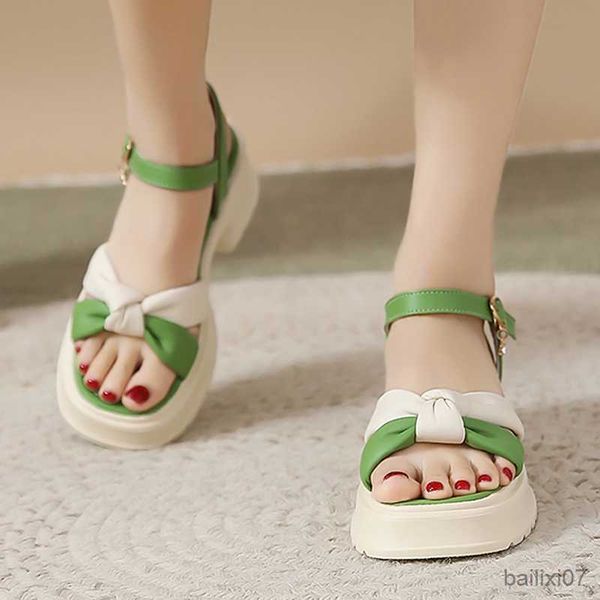 

sandals summer thick platform sandals women fashion cross strap sandalias woman 2023 casual anti-slip buckle shoes ladies r230821, Black