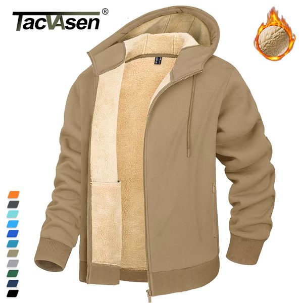 

men's hoodies sweatshirts tacvasen fleece lining winter hoodie mens sherpa jackets windproof full zip warm coats climbing hooded casual, Black