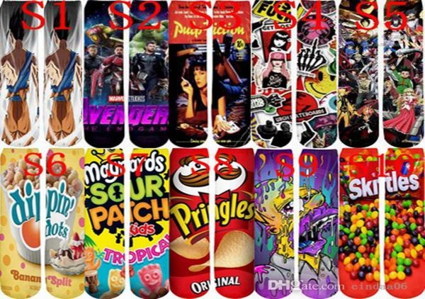 

mens and womens socks spring couple 3d printing medium tube sports fashion socks6809403, Black