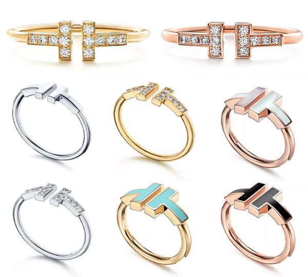 

double tshape band rings for women opening 925 sterling silver diamond pearl oyster ring fashion classic woman luxury jewelry bir6259552